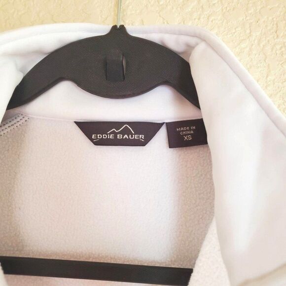 Eddie Bauer Womens Sweatshirt White XS 1/4 Zip-Up Fleece Pullover - Picture 3 of 6